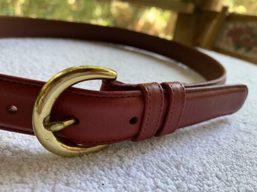 VTG Coach Belt SZ Small Glove Tanned Cowhide Red Solid Brass Buckle Stitching  | eBay | eBay US