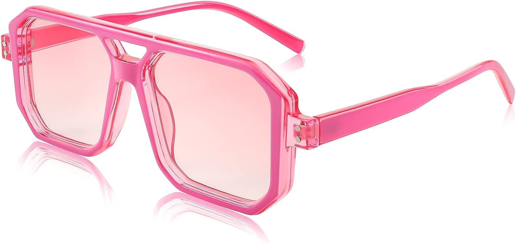 FEISEDY Square Aviator Sunglasses Men Women Retro Trendy 70s Aviator Sunglasses Plastic Frame B29... | Amazon (US)