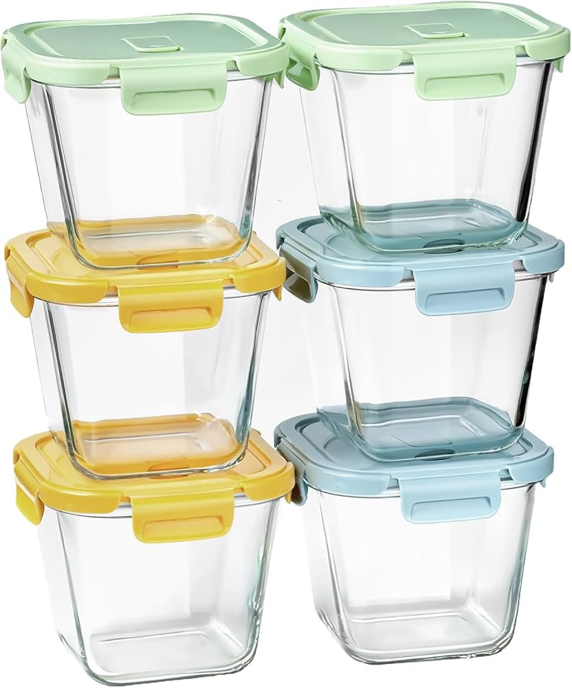 Glass Soup Containers with Lids 32 oz, 4 Cup Glass Storage Containers, Tall Borosilicate Glass Fo... | Amazon (US)
