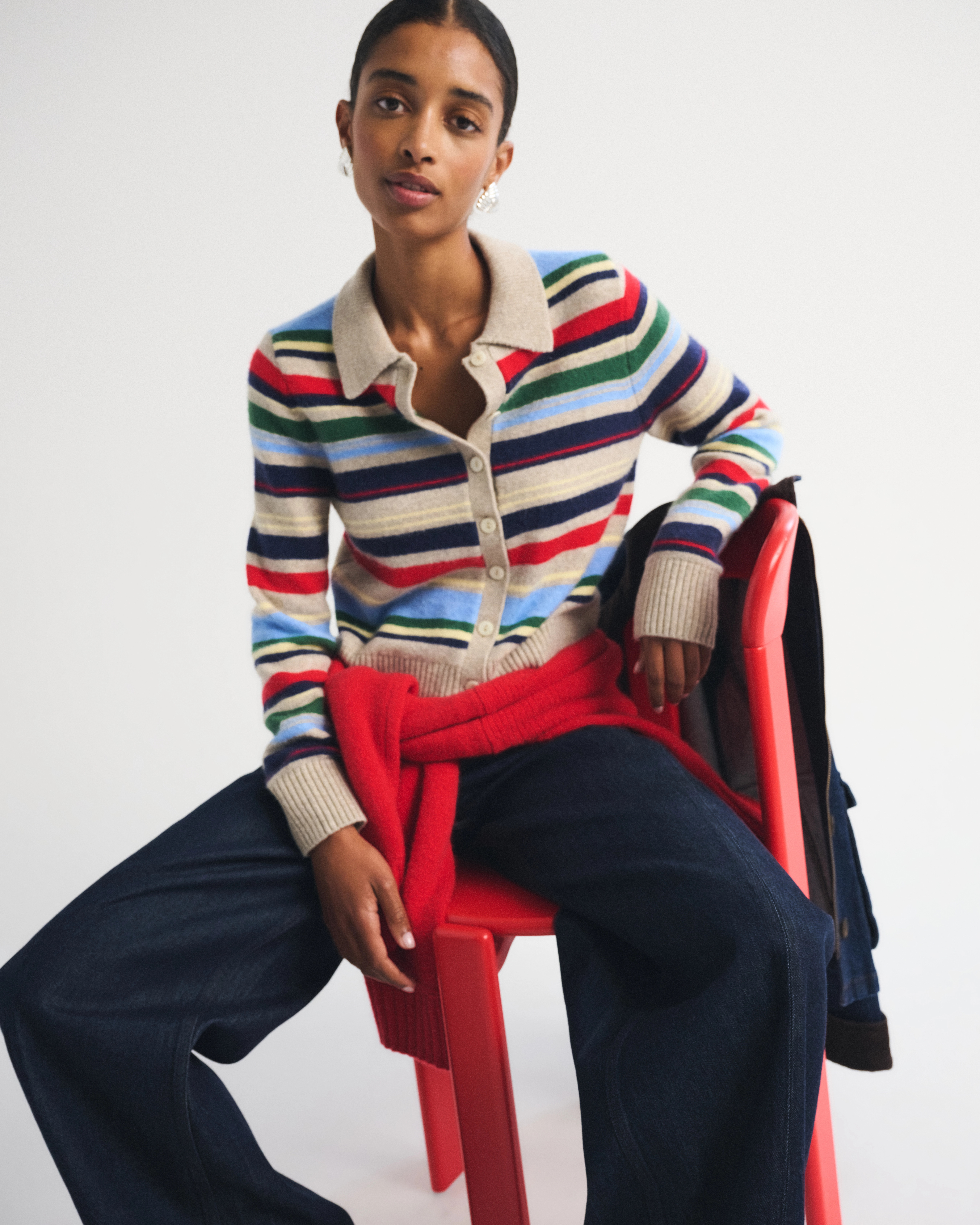 Merino Wool-Blend Shrunken Collared Cardigan | Abercrombie & Fitch (US)