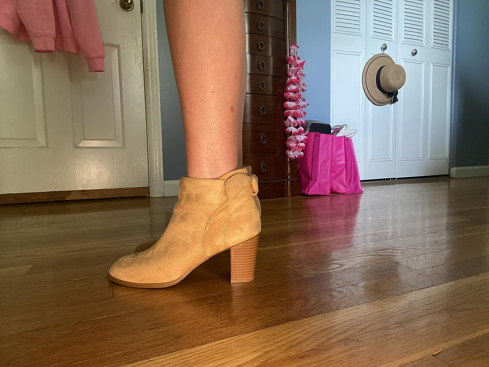 Coutgo Women's Fall Ankle Boots Shoes Chunky Block Stacked Heel Bow Tie Pointed Toe Dress Booties... | Amazon (US)