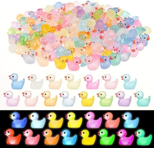 225 Pcs Mini Resin Ducks Bulk, Glow in The Dark Tiny Duck Figurines for Miniature Dollhouse Decor... | Amazon (US)