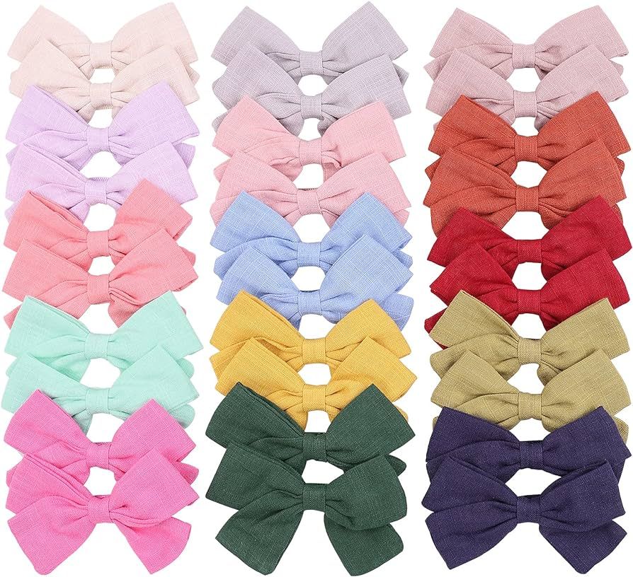 30PCS Baby Girls Hair Bows Clips Linen Hair Barrettes Boutique Hair Accessories for Kids Toddlers... | Amazon (US)