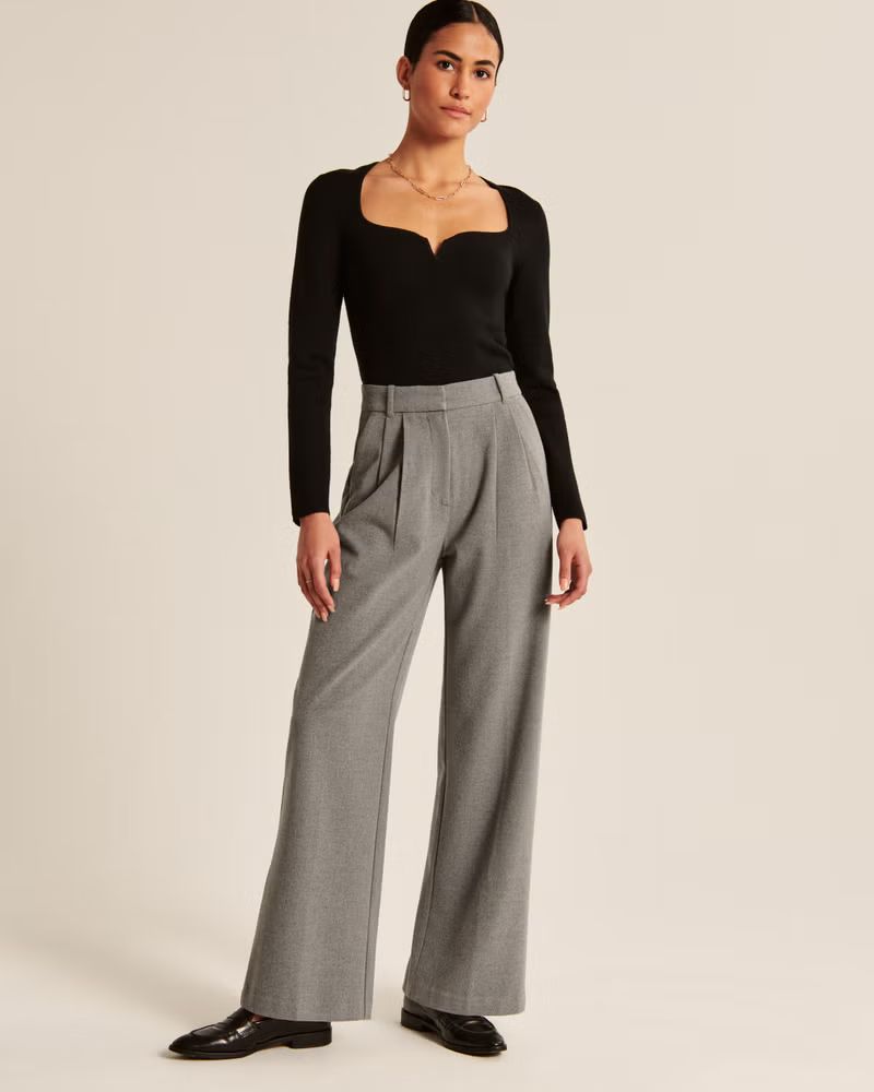 Women's A&F Sloane Brushed Suiting Tailored Pant | Women's Bottoms | Abercrombie.com | Abercrombie & Fitch (US)
