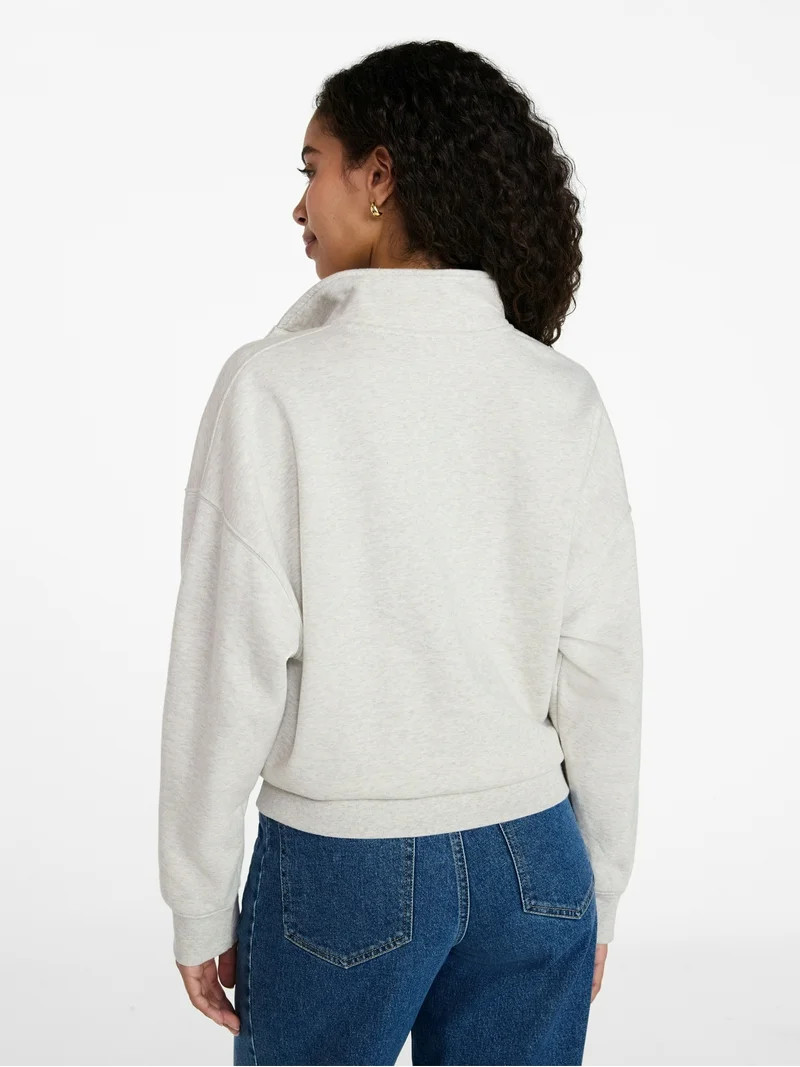 Time and Tru Women's Quarter Button Fleece Top with Long Sleeves, Size XS-XXXL | Walmart (US)