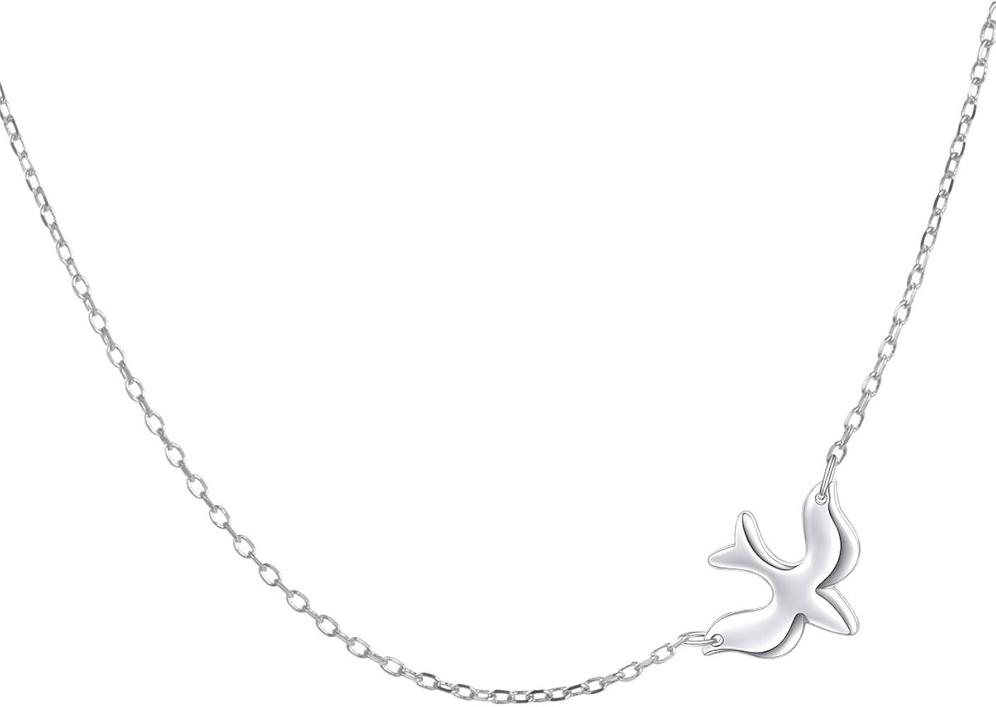 DAOCHONG S925 Sterling Silver Jewelry Doves Birds Faith Hope Love Choker Necklace 14+4" | Amazon (US)