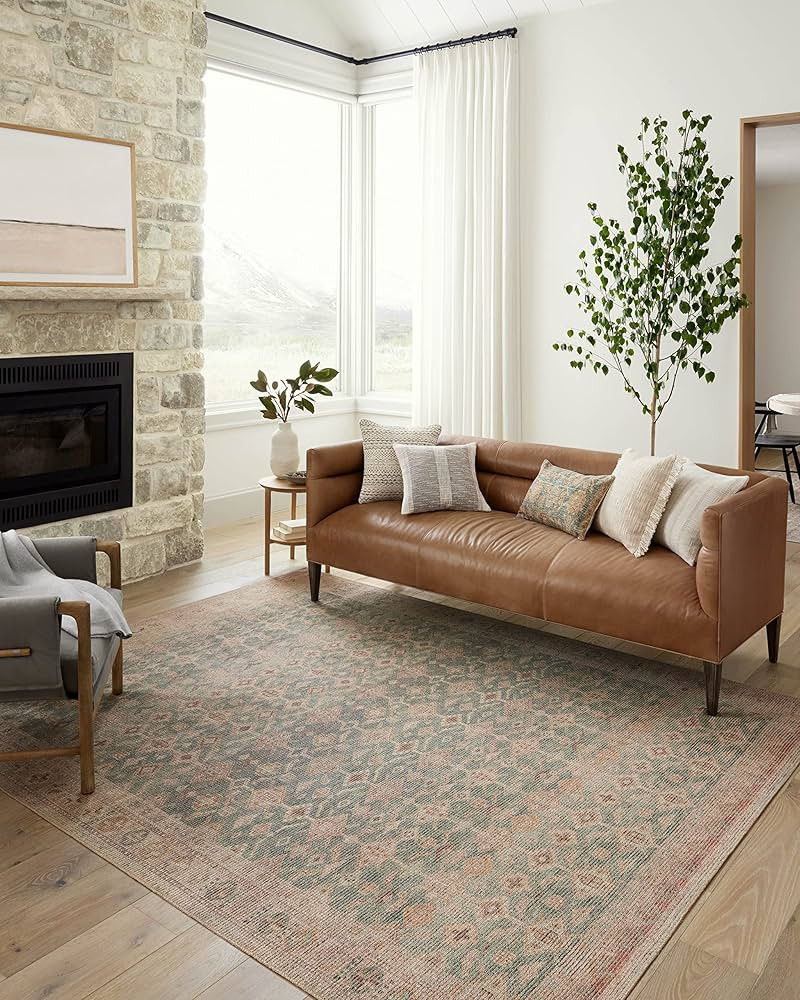 Loloi Angela Rose x Loloi Aubrey Collection AUB-02 Area Rug 5'-0" x 7'-0" Aqua/Sand Rectangular | Amazon (US)