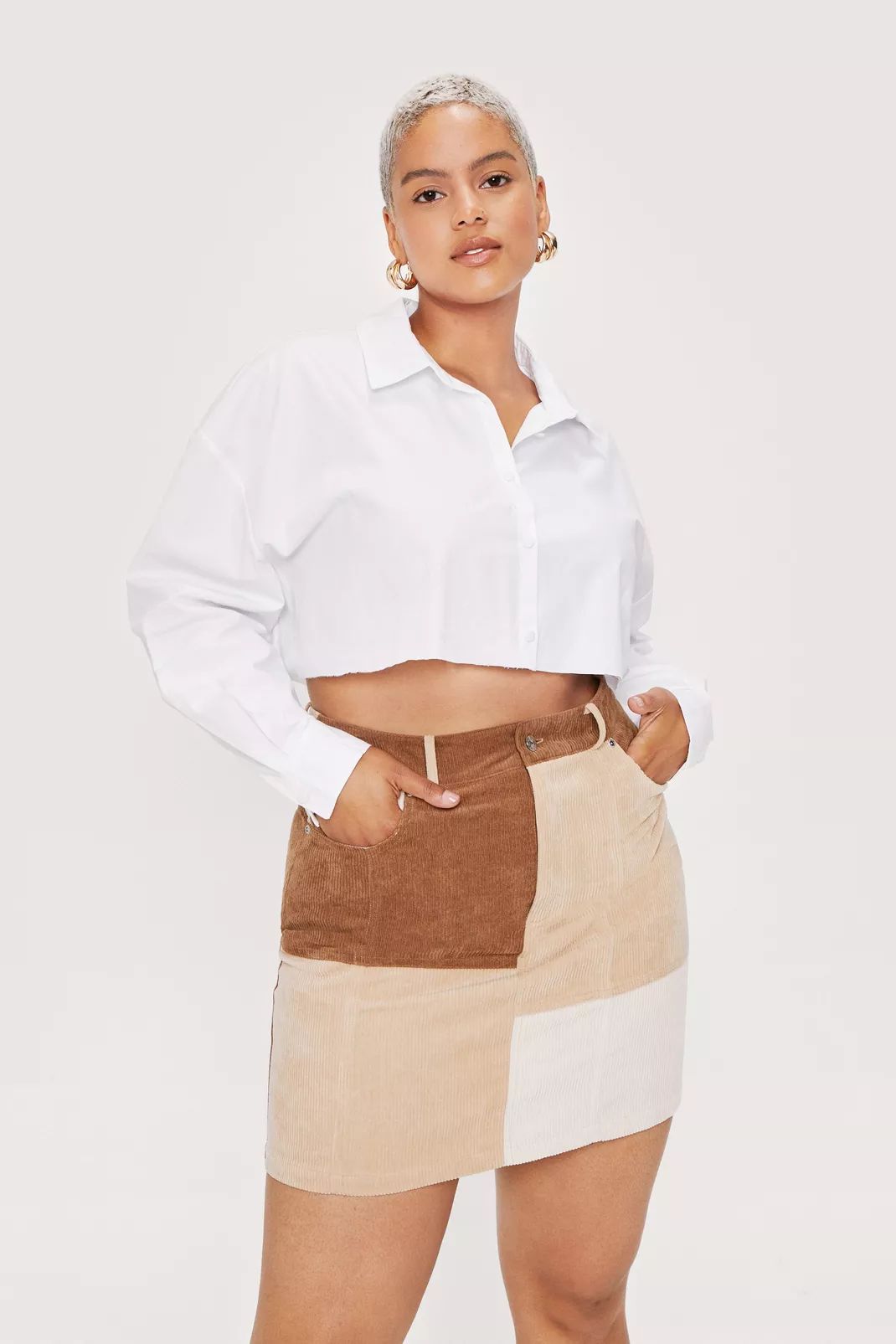 Plus Size Cord Patchwork Mini Skirt | Nasty Gal (US)