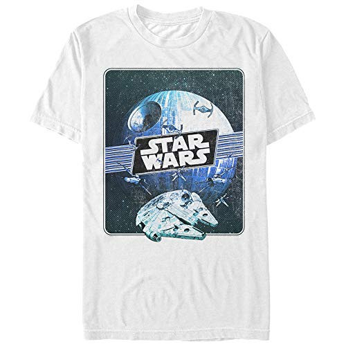 STAR WARS Men's Death Star and Millennium Falcon T-Shirt - White - Medium | Amazon (US)