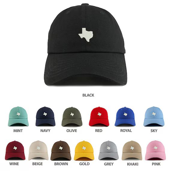 Stitchfy Texas State Map Embroidered Low Profile Soft Cotton Dad Hat Cap | Etsy (ES)