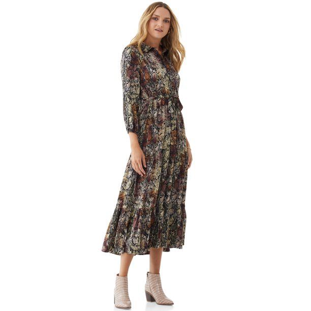Scoop Women's Printed Maxi Shirt Dress | Walmart (US)