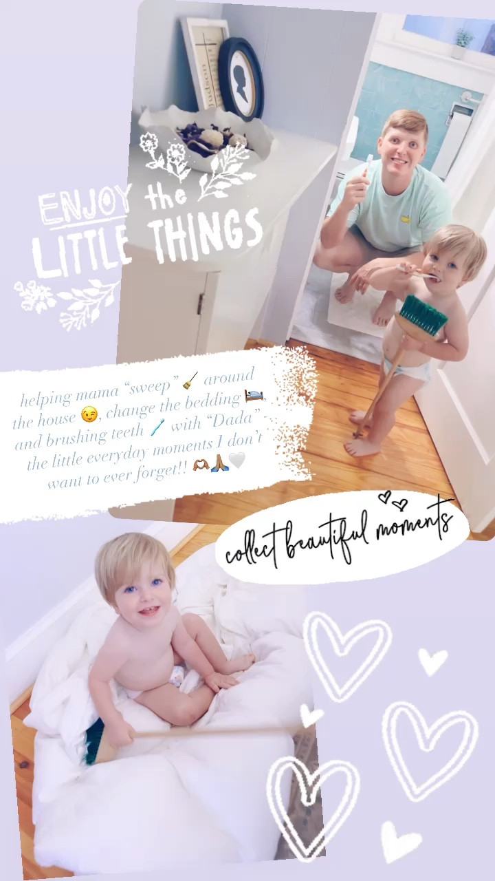 helping mama “sweep” 🧹 around the house 😉, change the bedding 🛌, and brushing teeth 🪥 with “Dada” - the little everyday moments I don’t want to ever forget!! 🫶🏽🙏🏽🤍

#LTKhome #LTKbaby #LTKfamily