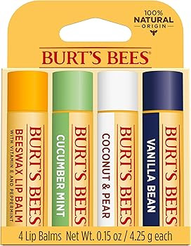Burt's Bees Lip Balm Mothers Day Gifts for Mom - Beeswax, Cucumber Mint, Coconut & Pear, and Vani... | Amazon (US)