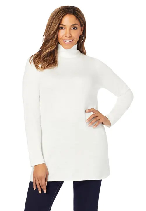 Jessica London Carefree Cashmere Turtleneck in Ivory at Nordstrom, Size 36 | Nordstrom