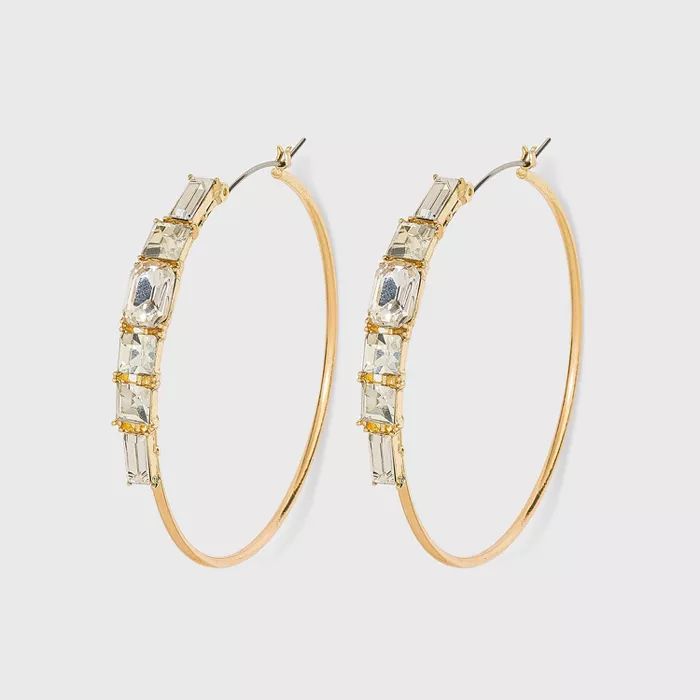 Hoop Earrings with Multi-Shape Rhinestones - A New Day™ | Target