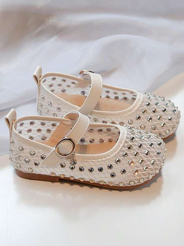 This Best-Selling Children/Girls' Princess Shoes Feature A Rhinestone Mesh Upper, Paired With Bei... | SHEIN