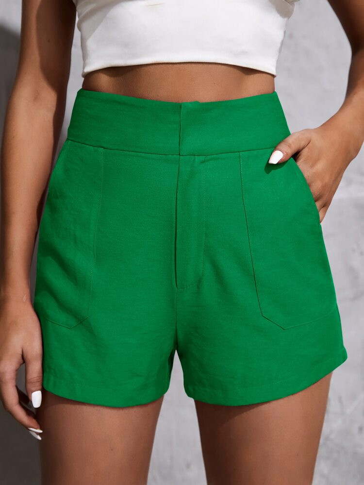 SHEIN Essnce High Waist Slant Pocket Shorts | SHEIN