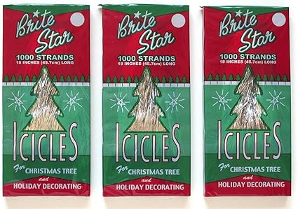 Brite Star Tinsel Icicles, Silver, 3 Packages, 1000 count each | Amazon (US)