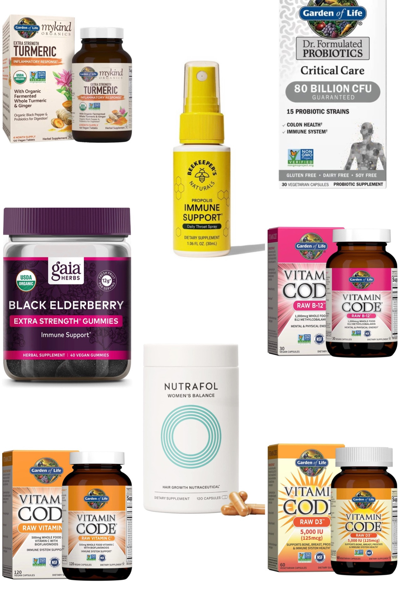Favorite Daily Vitamins 

1. Garden of Life Vitamin B-12
2. Garden of Life Vitamin C
3. Garden of Life Vitamin D
4. Garden of Life Turmeric 
5. Garden of Life Probiotic Critical Care
6. Nutrafol Women’s Balance
7. Beekeeper’s Natural Propolis Immune Support Spray
8. Gaia Black Elderberry Gummies

***Always consult your doctor or other qualified healthcare provider with any questions you may have first. 

#LTKU #LTKbeauty #LTKFind
