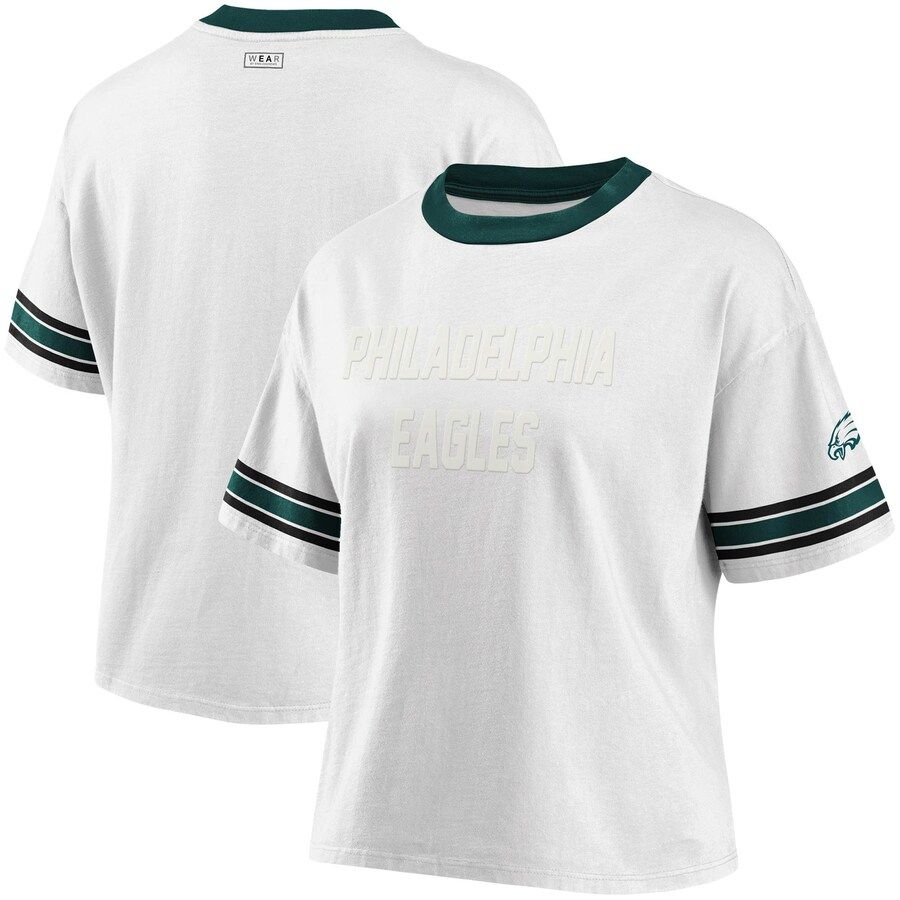 Women's Philadelphia Eagles WEAR By Erin Andrews White Crop T-Shirt | NFL Shop