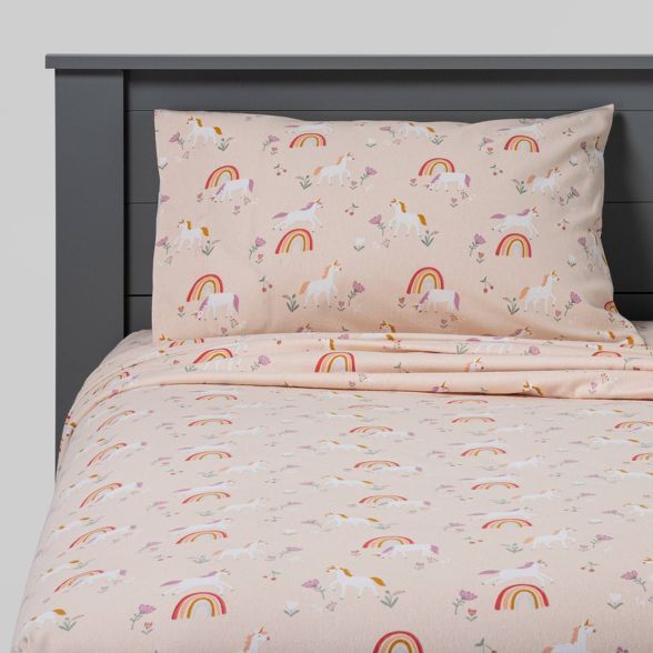 Unicorn Flannel Sheet Set - Pillowfort™ | Target