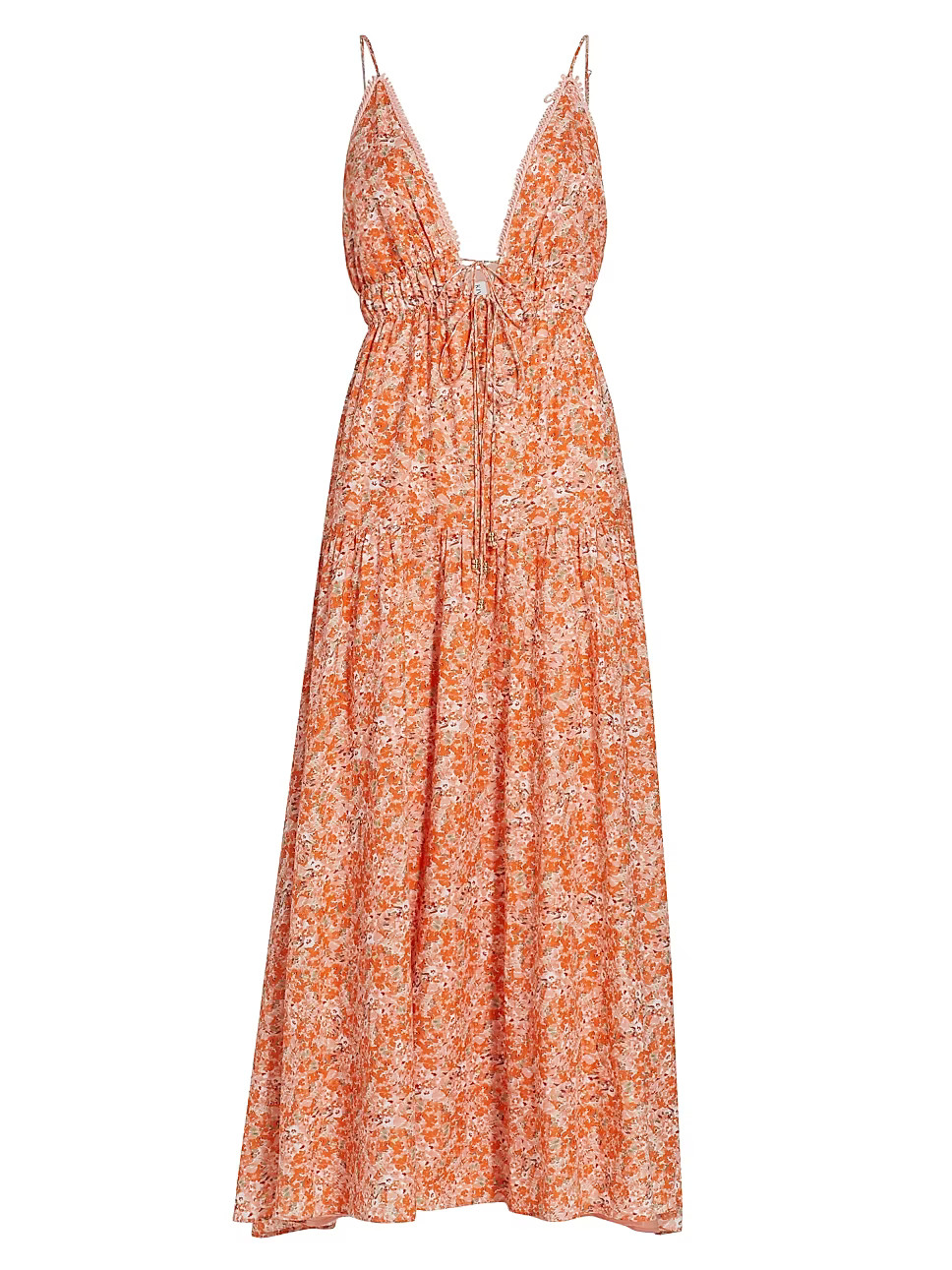 Ines V-Neck Drawcord Maxi Dress | Saks Fifth Avenue