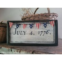 Primitive Patriotic July 4Th, 1776 Wood Sign 4Th Of July, Independence Day, USA Ready To Ship | Etsy (US)