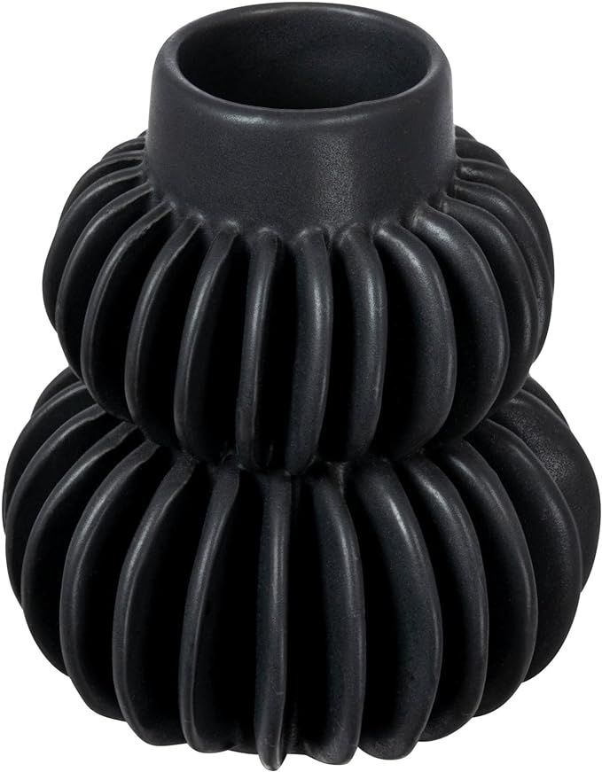 Bloomingville Modern Pleated Stoneware, Black Vase | Amazon (US)