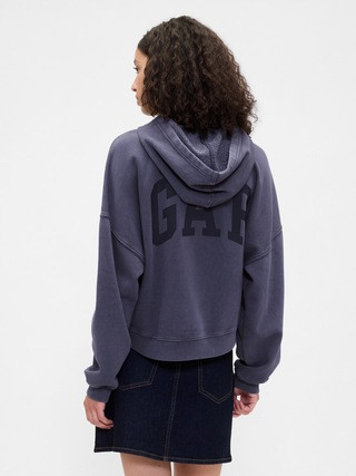 Relaxed Gap Mini-Logo Cropped Hoodie | Gap Factory