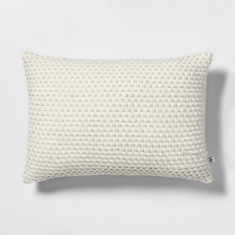 Textured Throw Pillow Green with Sour Cream - Hearth & Hand with Magnolia | Target