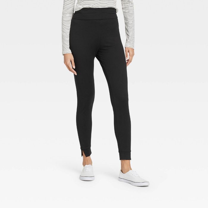 Women's Brushed Leggings with Foldover Waistband and Split Hem Cuffs - A New Day™ | Target