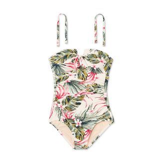 Women's Bandeau Pique High Coverage One Piece Swimsuit - Kona Sol™ Floral | Target