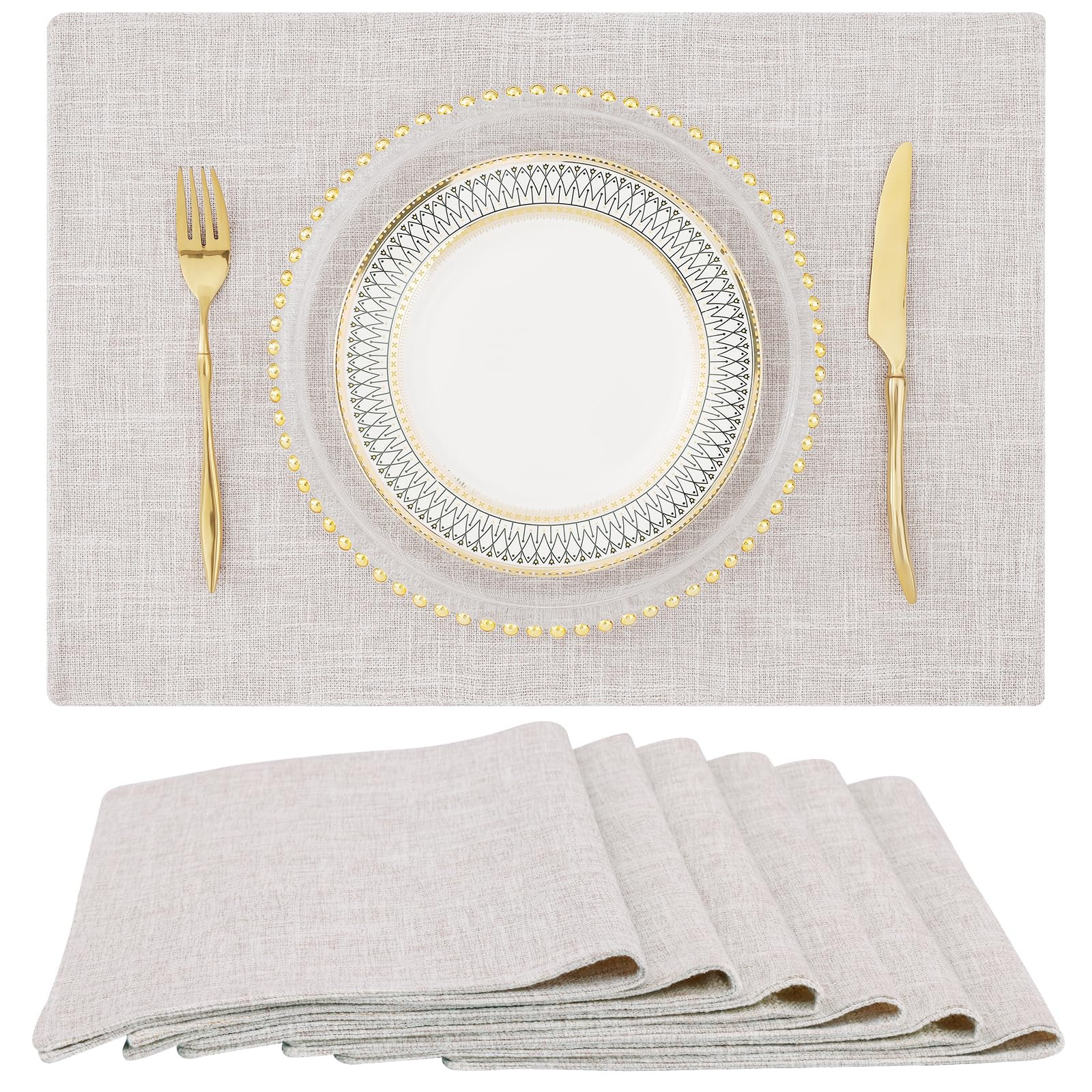 homing Cotton Linen Placemats Set of 6, Cloth Washable Farmhouse Dining Table Mats for Indoors & ... | Amazon (US)