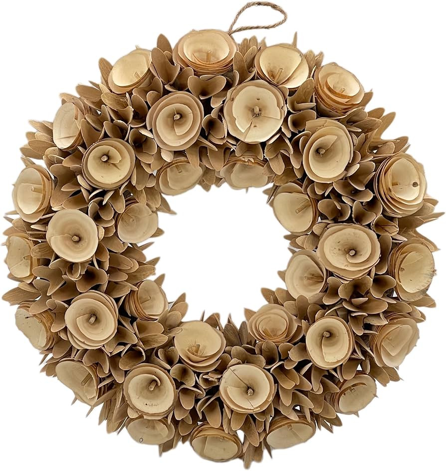 Galt International 18” Woodchip Rose Wreath - Intricate Front Door Wreath - Beautiful Indoor an... | Amazon (US)