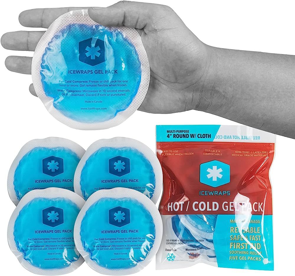 ICEWRAPS Round Hot and Cold Gel Ice Packs Reusable with Cloth Backing | Reusable Gel Ice Packs fo... | Amazon (US)