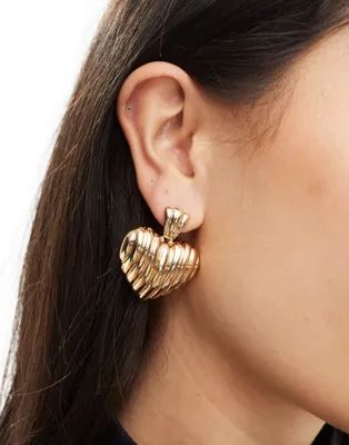 Mango heart shape earrings in gold | ASOS (Global)