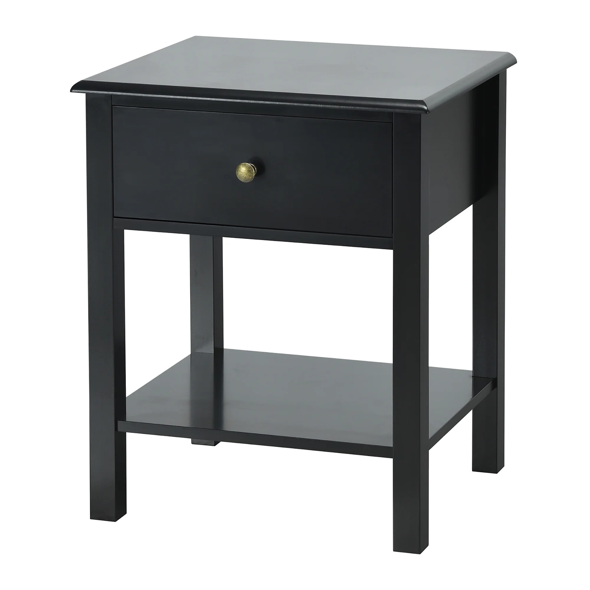 Costway End Table Nightstand Storage Display Drawer Shelf Beside Bedroom Black | Walmart (US)