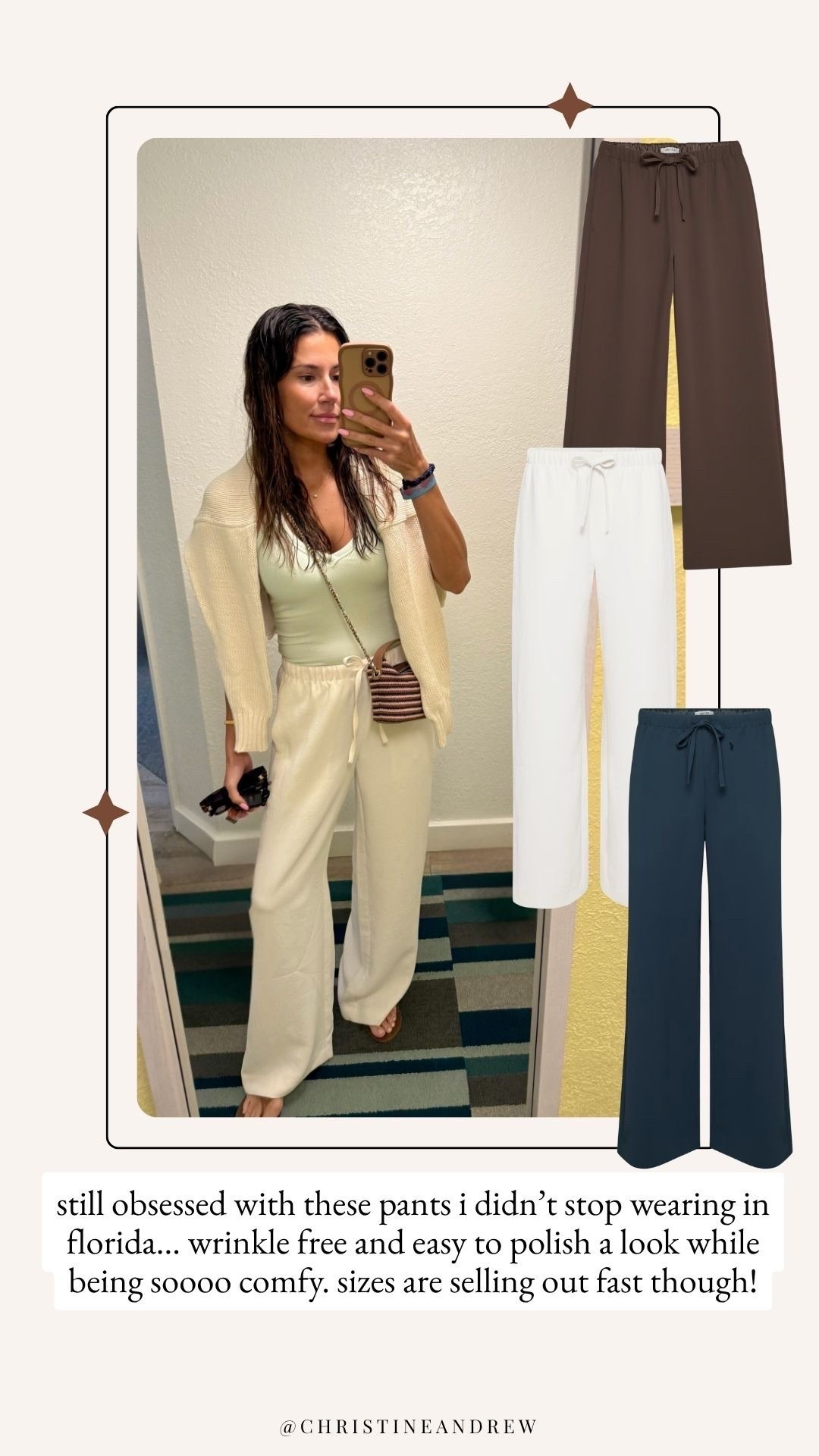 These are the best white pants!! From Aritzia. Amazing for travel and vacation outfits because they don't wrinkle. I'm wearing a small in the light birch but I have them in multiple colors! 

 #LTKootd #LTKOver40 #LTKTravel