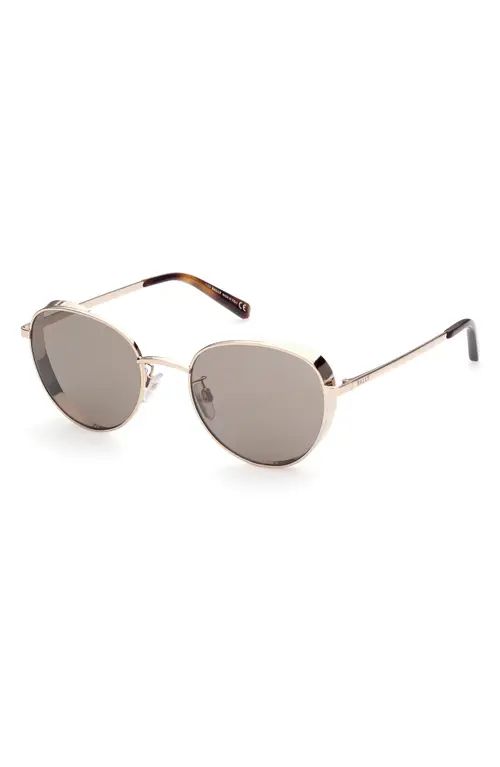 Bally 52mm Round Sunglasses in Shiny Rose Gold /Brown Mirror at Nordstrom | Nordstrom