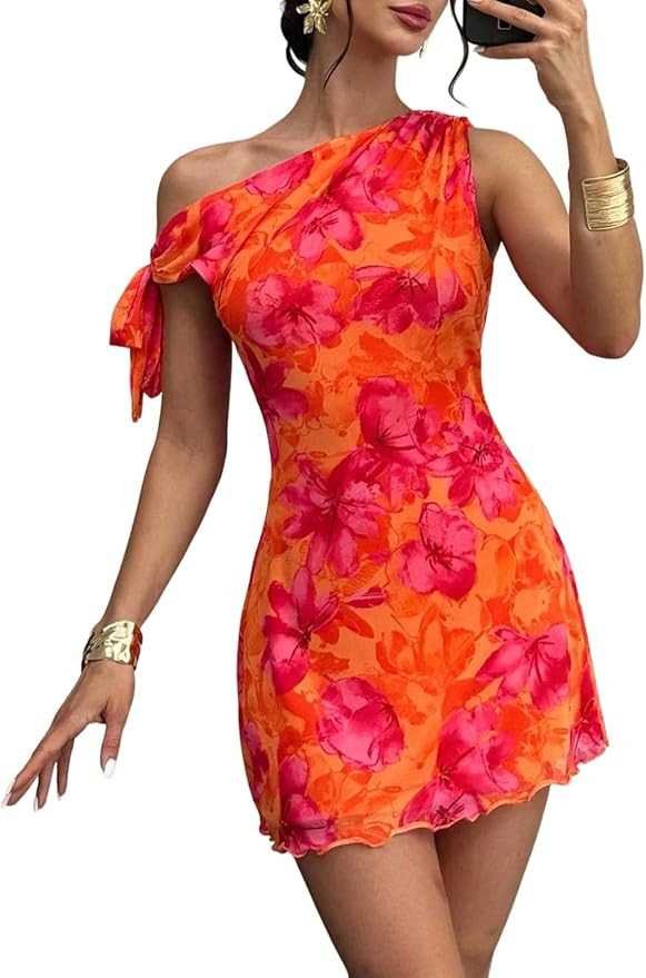 Acelitt Womens Summer Floral Off Shoulder Dress,S-XXL | Amazon (US)