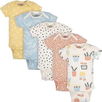 Grow by Gerber Baby Girls Organic 5-Pack Short-Sleeve Onesies Bodysuits | Amazon (US)