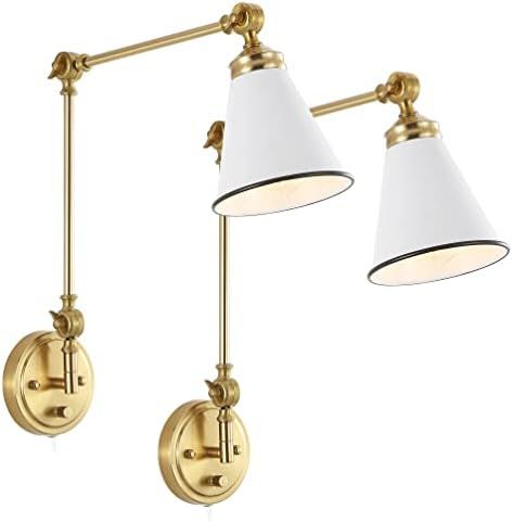 WINGBO Swing Arm Wall Lamp Set of 2, Modern Adjustable Wall Mounted Sconce, Warm Brass Finish and... | Amazon (US)