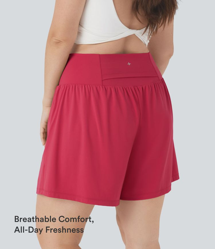 Women\u2019s SoftlyZero\u2122 Airy Super High Waisted 2-in-1 InstantCool Yoga Plus Size Shorts 7" with Pockets - | Halara UK