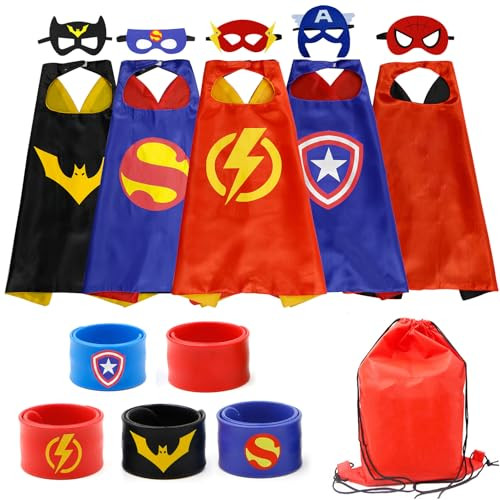 RioRand Kids Superhero Capes Set Toys for Boys Girls Party Supplies Christmas Halloween Cosplay 5PCS | Amazon (US)