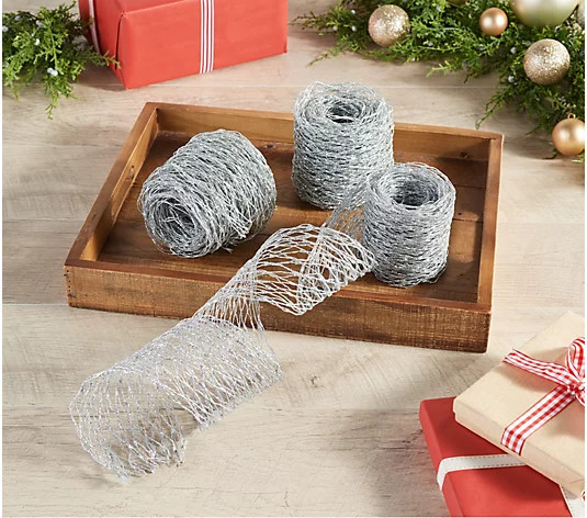 Set of 3 9' Mesh Ribbon by Valerie - QVC.com | QVC