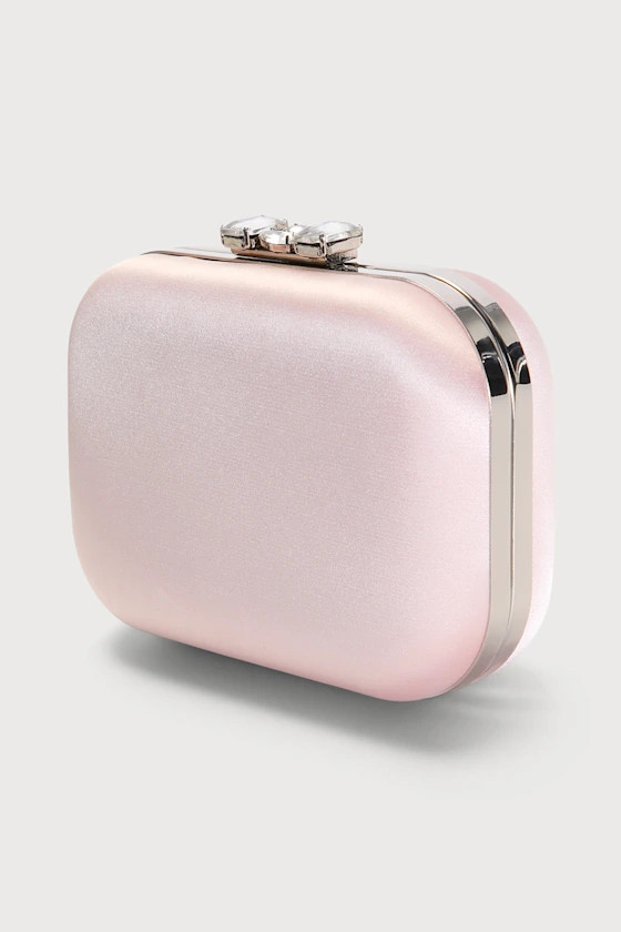 Soft Elegance Light Pink Satin Rhinestone Box Clutch | Lulus (US)