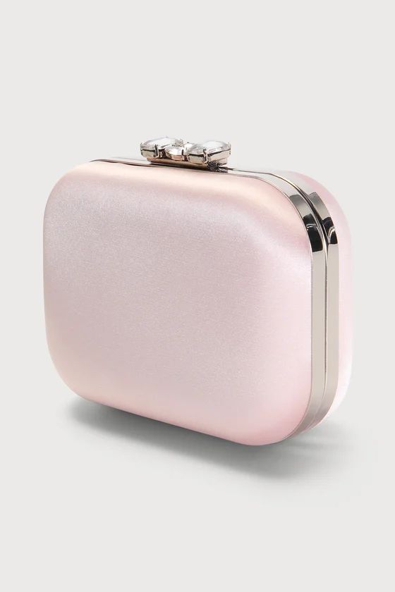 Soft Elegance Light Pink Satin Rhinestone Box Clutch | Lulus (US)