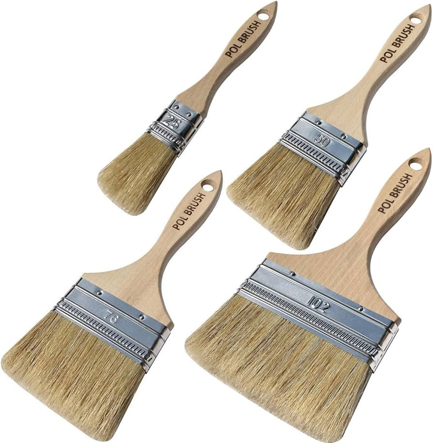 Set of 4 1, 2, 3, 4 Inch Flat Paint Brushes - High European Quality - Natural Bristles - for Home... | Amazon (US)