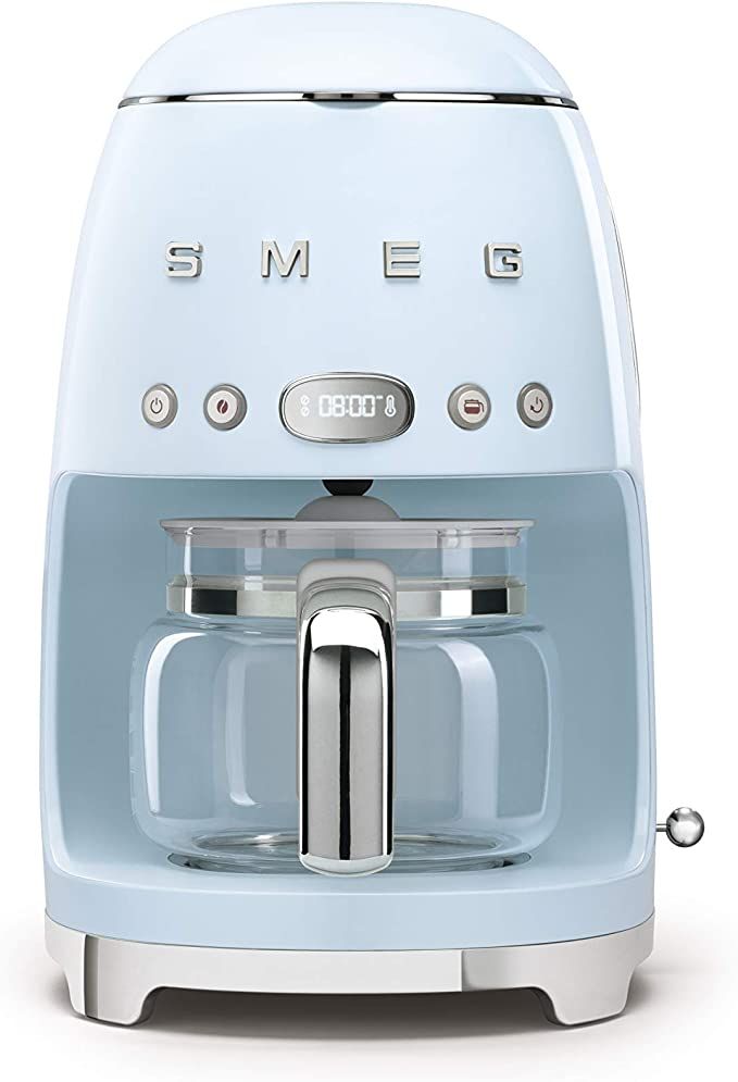 Amazon.com: Smeg 50's Retro Style Aesthetic Drip Filter Coffee Machine, 10 cups, Pastel Blue: Hom... | Amazon (US)
