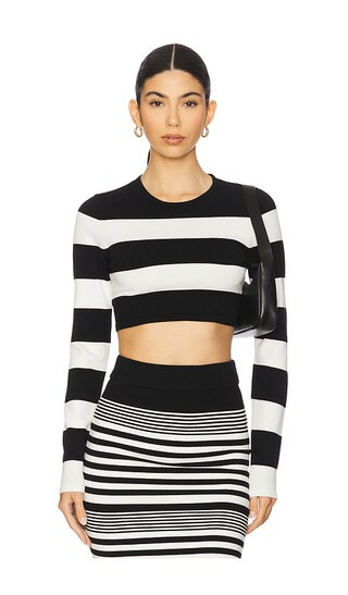 Kelani Knit Top in Black White Stripe | Revolve Clothing (Global)